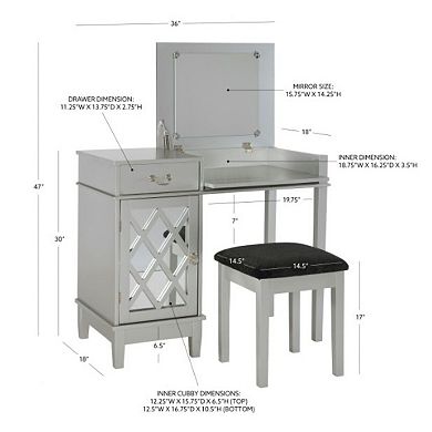 Linon Lattice 2-piece Vanity Set