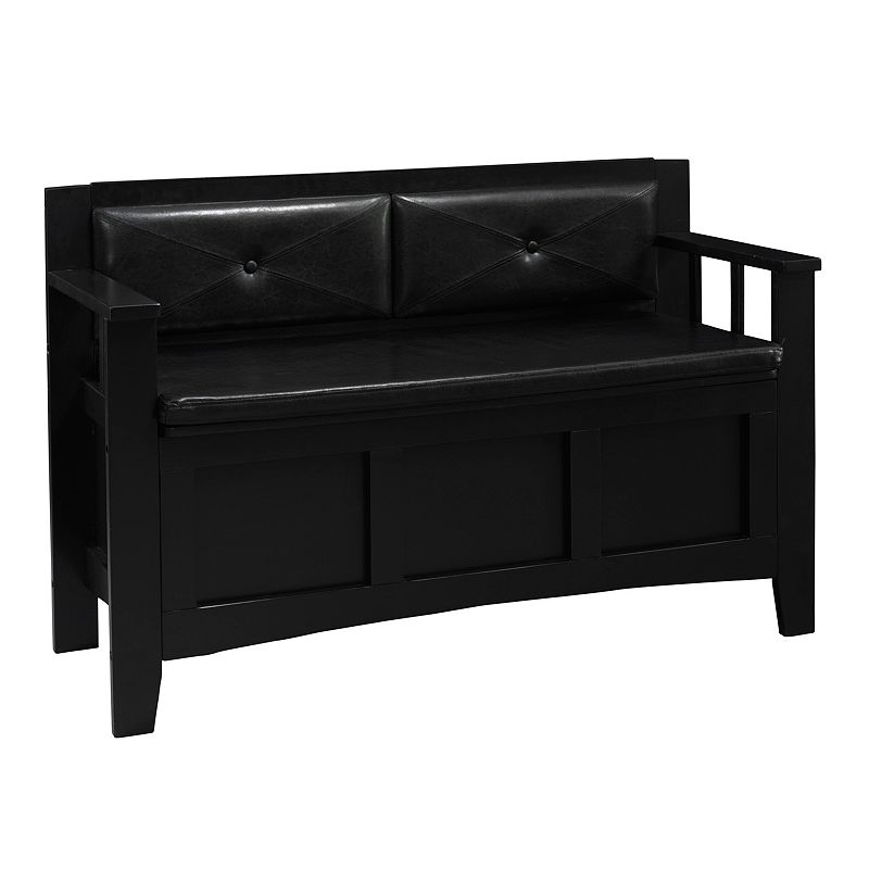 Linon Carlton Storage Bench, Black, Furniture