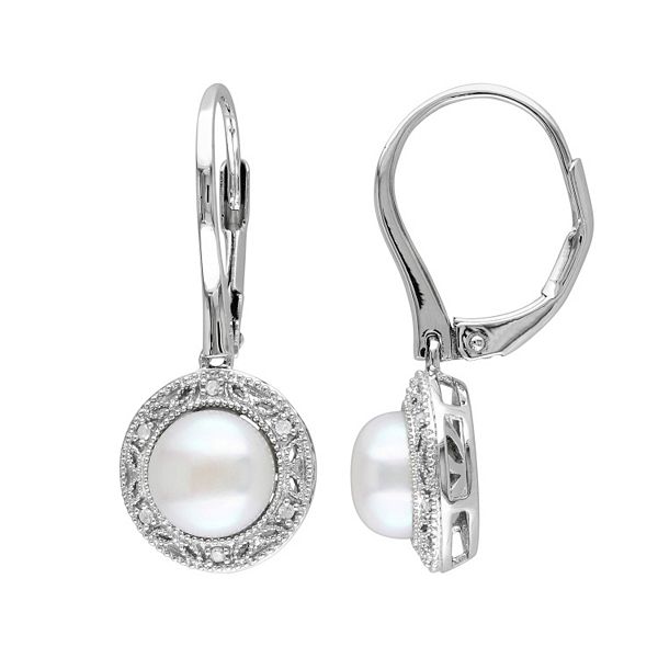 Stella Grace Freshwater Cultured Pearl and Diamond Accent Sterling ...