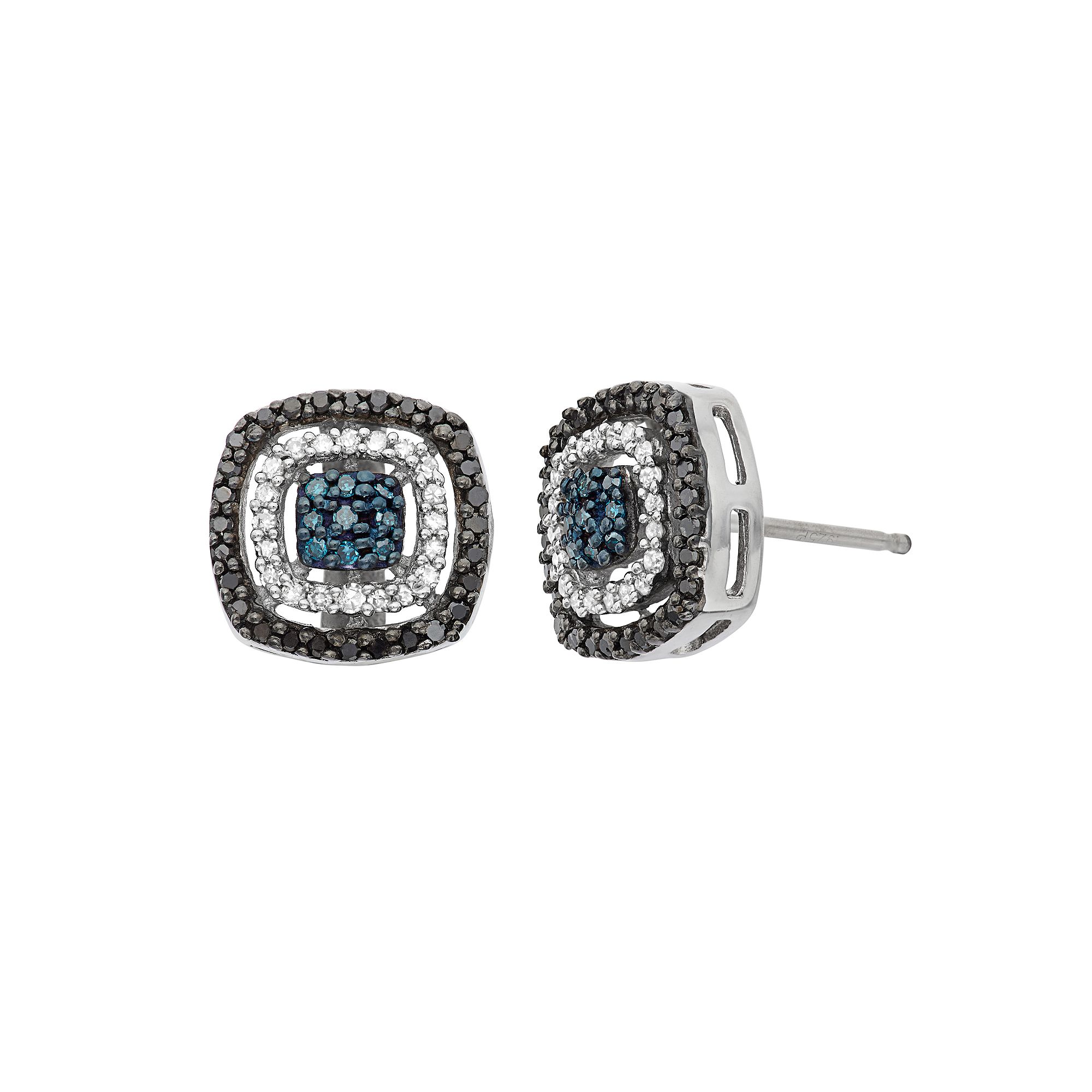 Jewelexcess 1/3 Carat T.W. Diamond Sterling Silver Halo Stud Earrings, Wome