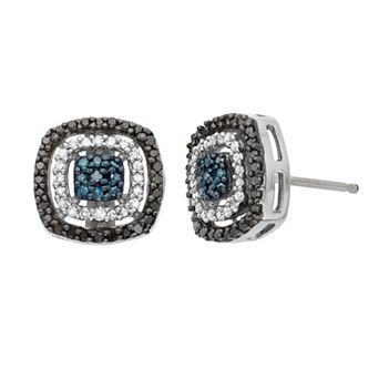 Jewelexcess 1/3 Carat T.W. Diamond Sterling Silver Halo Stud Earrings
