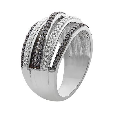 Jewelexcess 1/2 Carat T.W. Black and White Diamond Sterling Silver ...