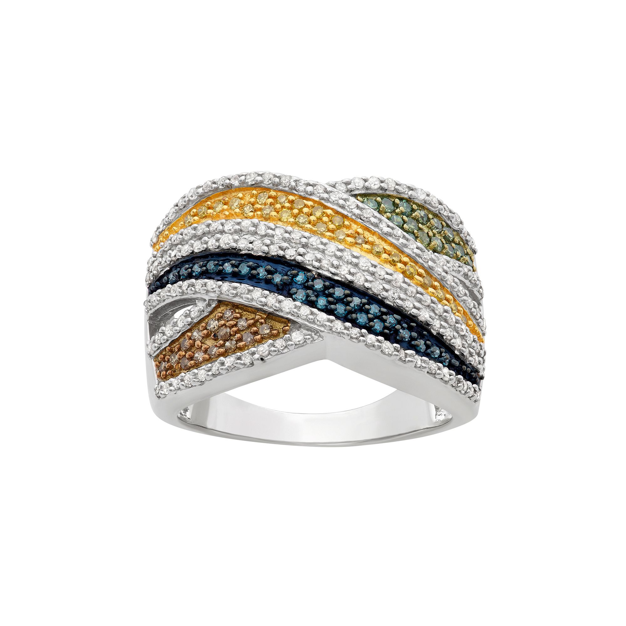 Jewelexcess 1 Carat T.W. Diamond Sterling Silver Crisscross Ring, Womens, 