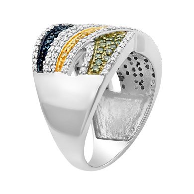 Jewelexcess 1 Carat T.W. Diamond Sterling Silver Crisscross Ring