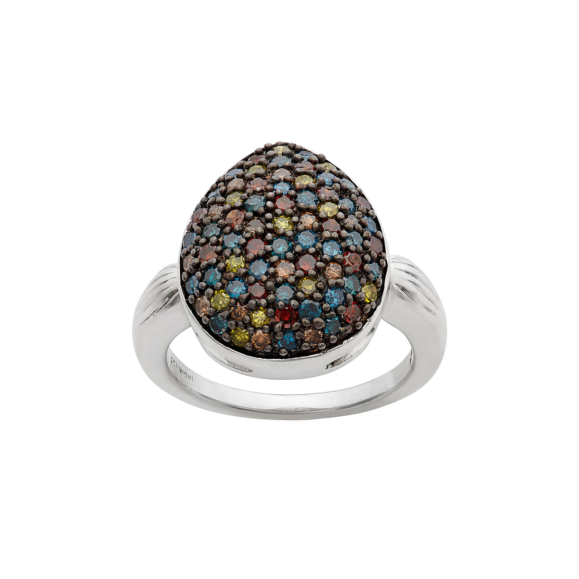 Jewelexcess 1 Carat T.W. Diamond Sterling Silver Teardrop Ring, Womens, Si