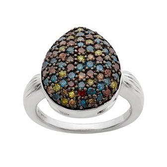 Jewelexcess 1 Carat T.W. Diamond Sterling Silver Teardrop Ring