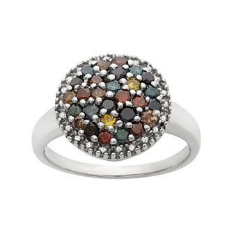 Jewelexcess 1 Carat T.W. Diamond Sterling Silver Cluster Ring