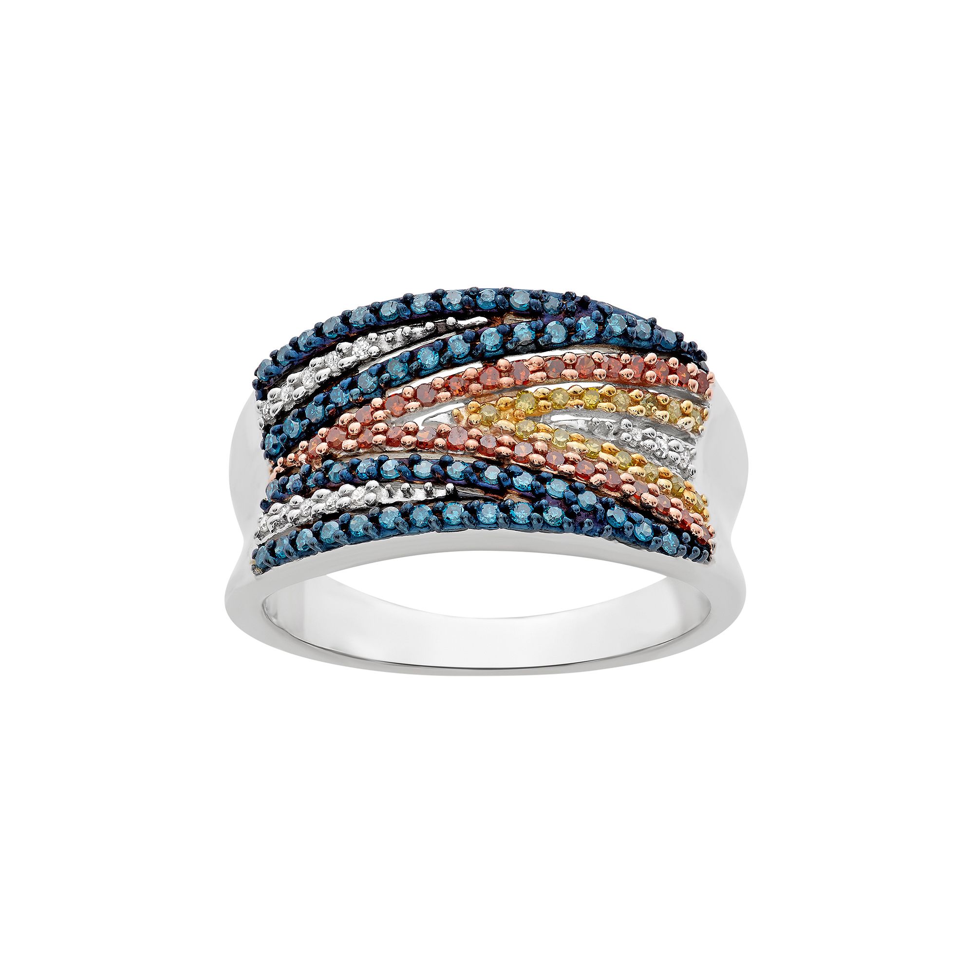 Jewelexcess 1/2 Carat T.W. Diamond Sterling Silver Zigzag Concave Ring, Wom