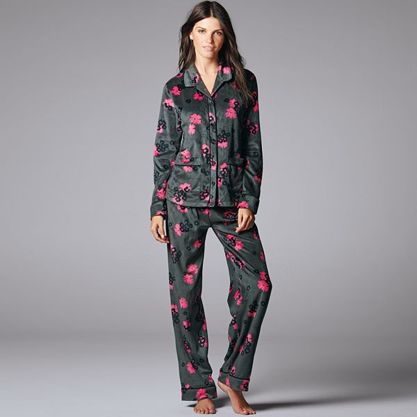 Women's Simply Vera Vera Wang Pajamas: Warm Wishes Microfleece Pajama Set