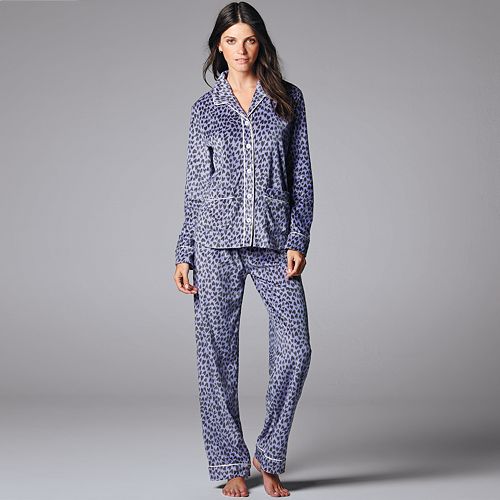 Women's Simply Vera Vera Wang Pajamas: Warm Wishes Microfleece Pajama Set