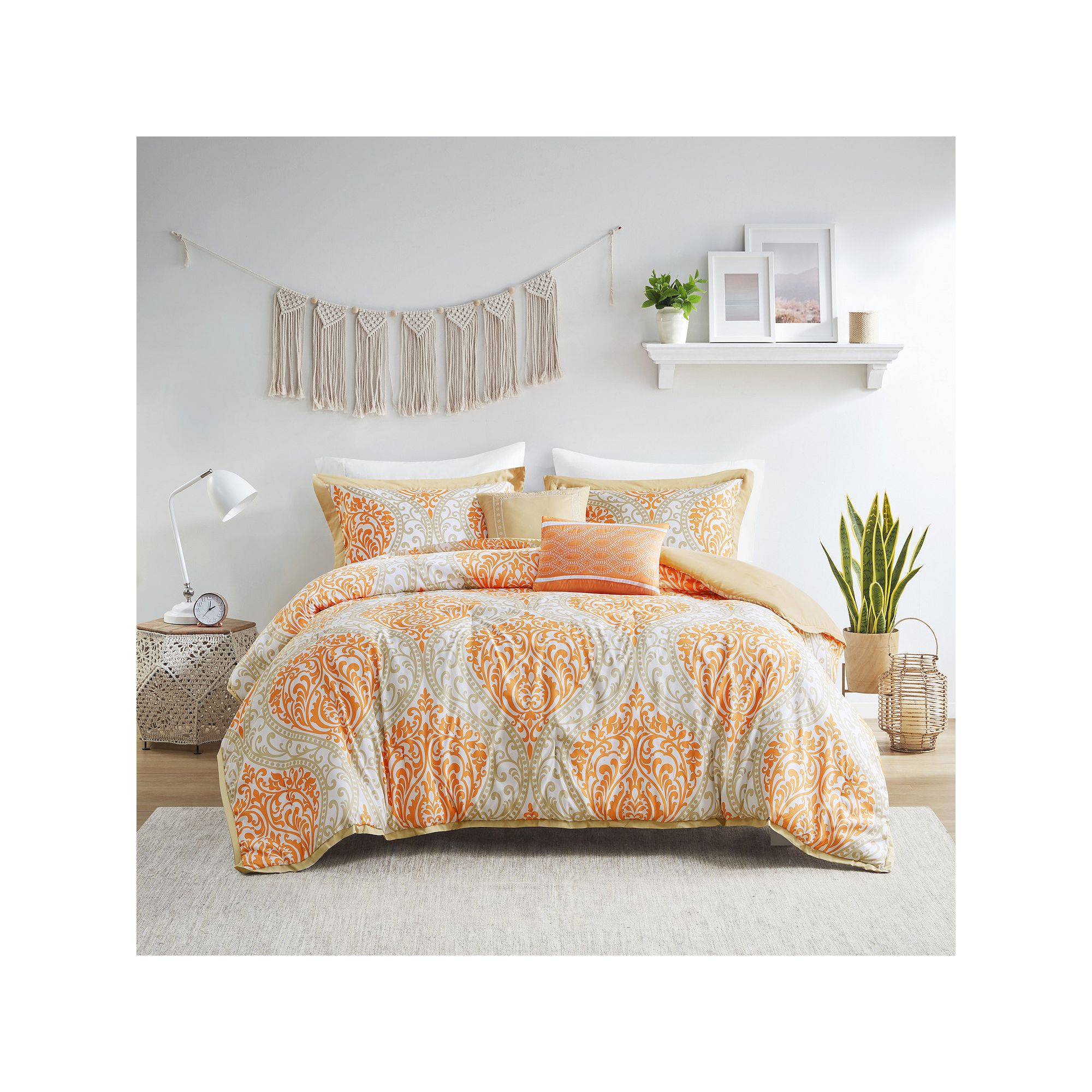 Intelligent Design Lilly Comforter Set with Throw Pillows, Orange