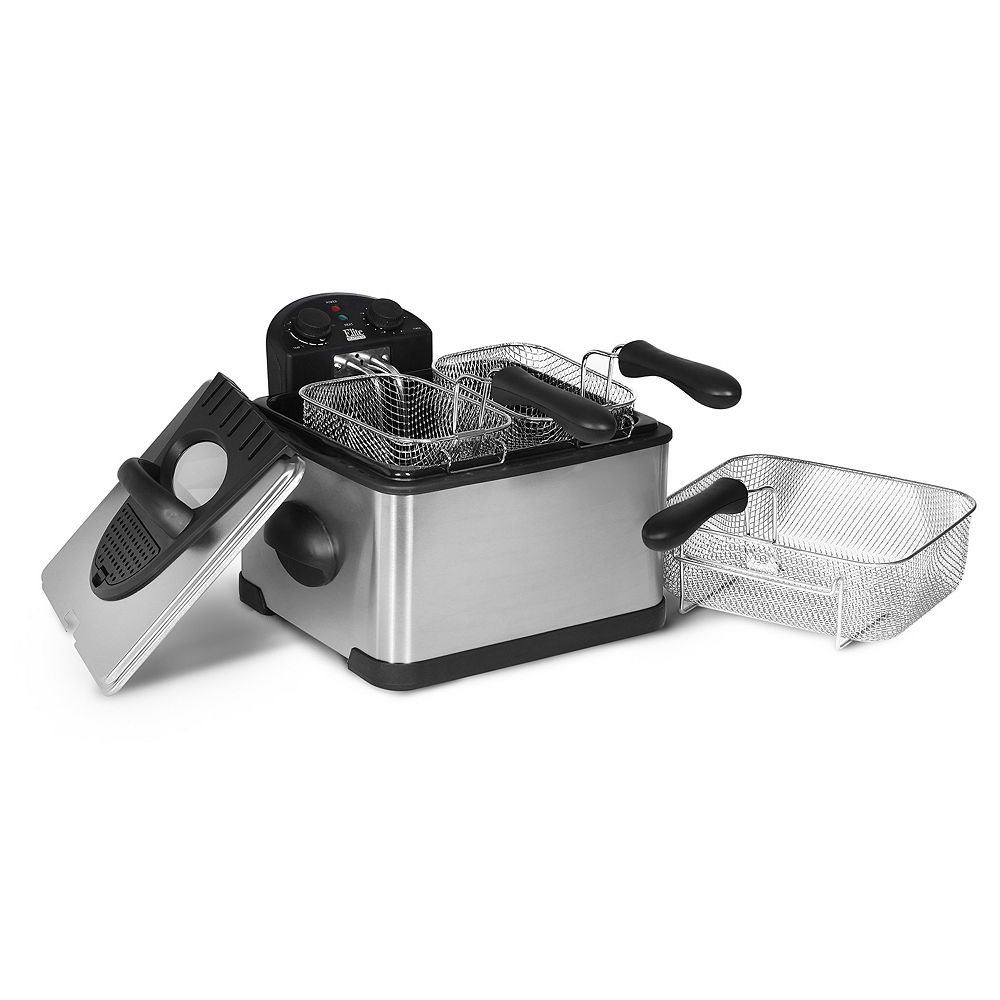 Elite Gourmet 4-qt. Dual Deep Fryer With 3 Baskets