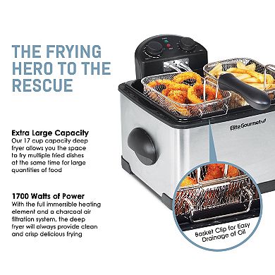 Elite Platinum 4-qt. Dual Deep Fryer With 3 Baskets