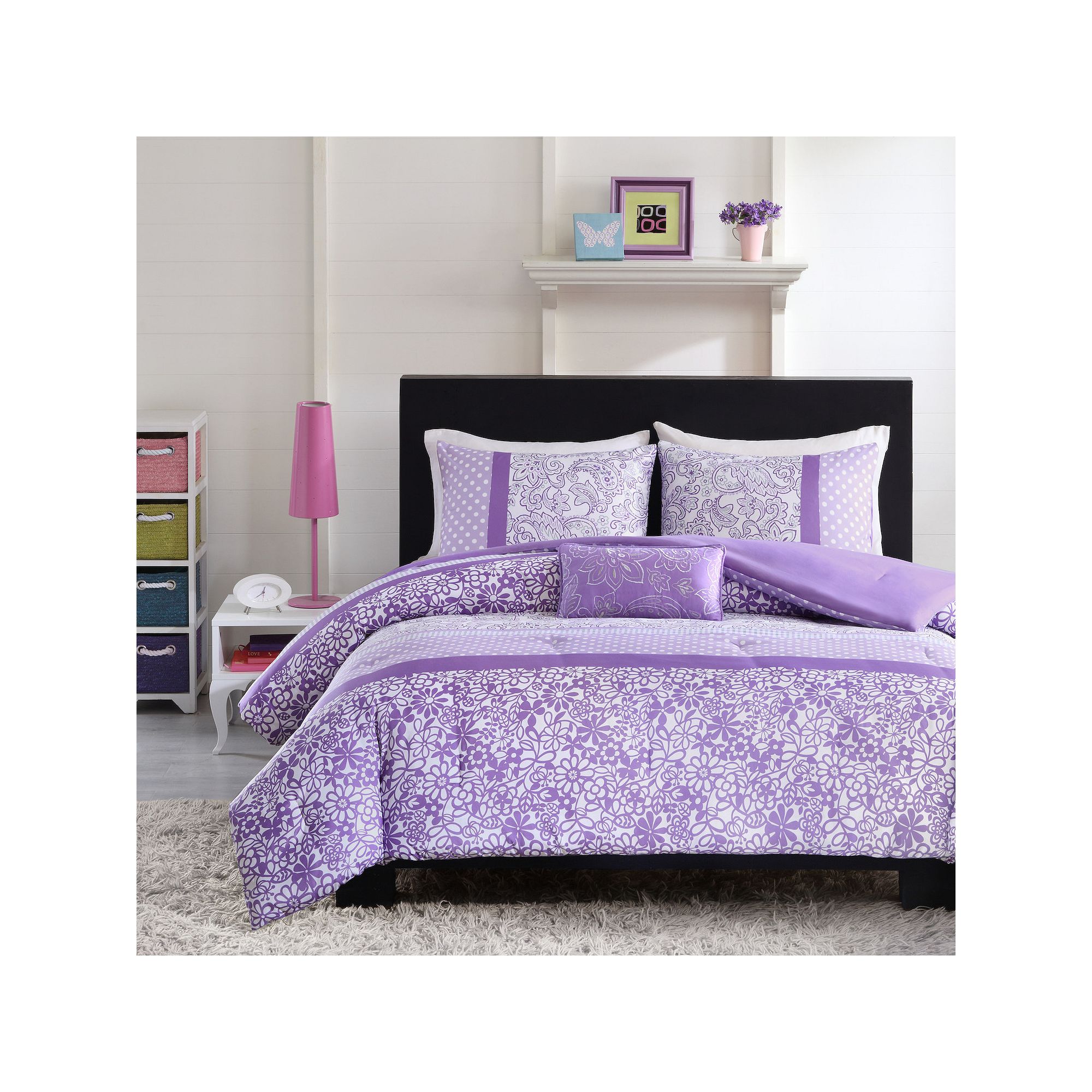 Intelligent Design Sadie Comforter Set with Throw Pillow, Purple
