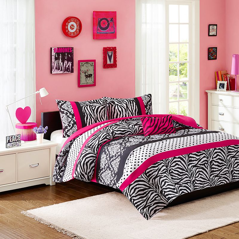 Mi Zone Gemma Comforter Set with Throw Pillow, Pink, Twin