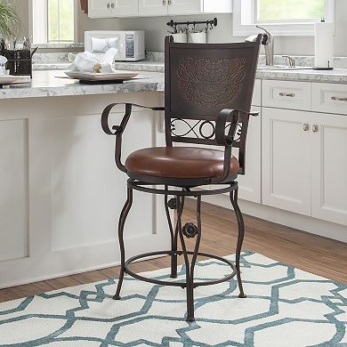 Linon Big & Tall Swivel Counter Stool with Arms