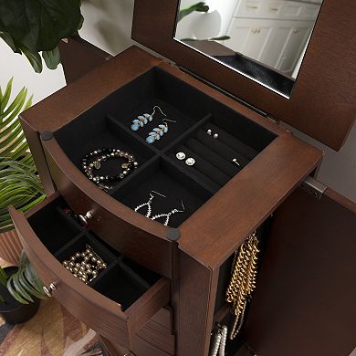 Linon Maddie Espresso 5 Drawer Jewelry Armoire