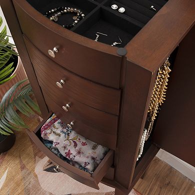 Linon Maddie Espresso 5 Drawer Jewelry Armoire