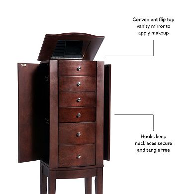 Linon Maddie Espresso 5 Drawer Jewelry Armoire