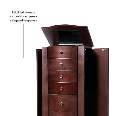 Linon Maddie Espresso 5 Drawer Jewelry Armoire