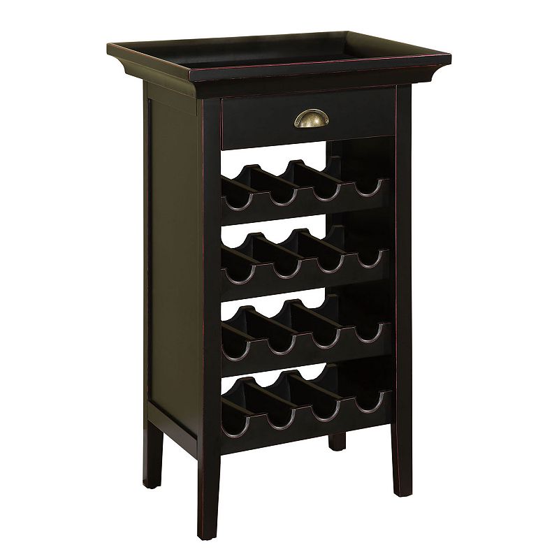 Linon 16-Bottle Wine Cabinet, Black