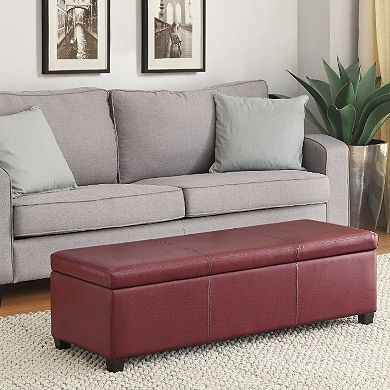 Simpli Home Avalon Faux-Leather Storage Ottoman