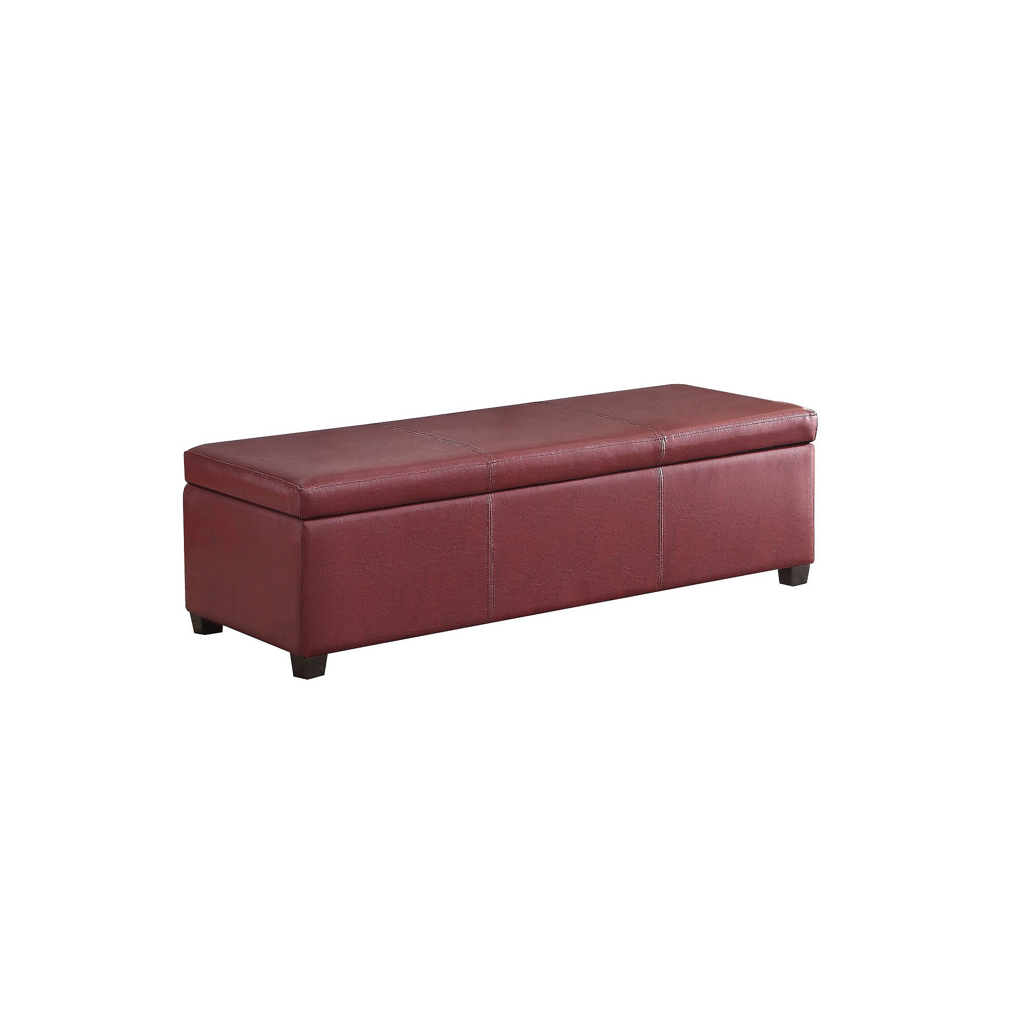 Simpli Home Avalon Faux-Leather Storage Ottoman, Red