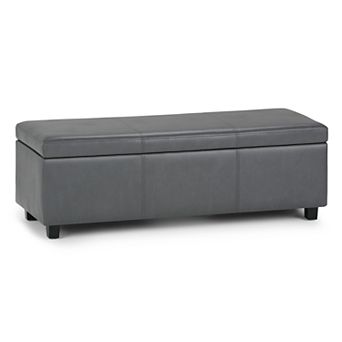 Simpli Home Avalon Faux-Leather Storage Ottoman