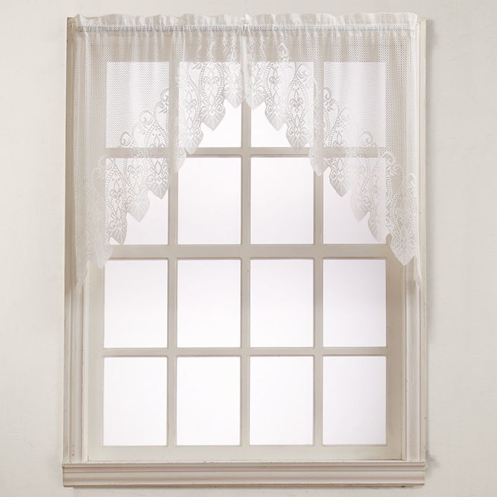 No918 Joy Lace Swag Tier Kitchen Window Curtains