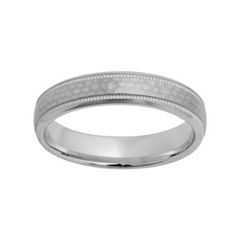 Jewelry Nation Sterling Silver Hammered Wedding Ring