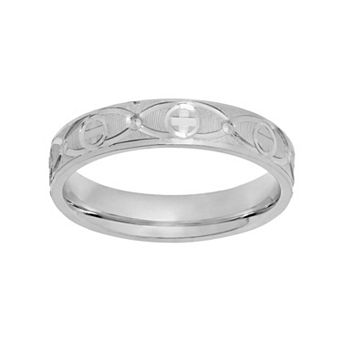 Jewelry Nation Sterling Silver Textured Cross Wedding Ring
