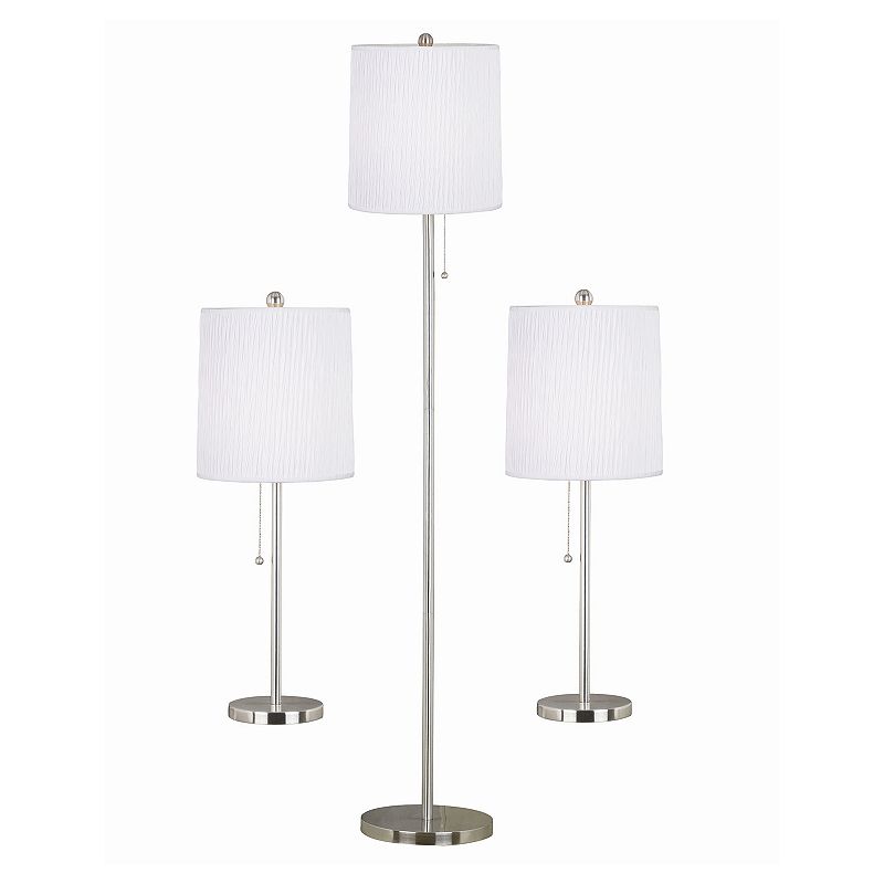Selma 3-piece Table & Floor Lamp Set, Silver