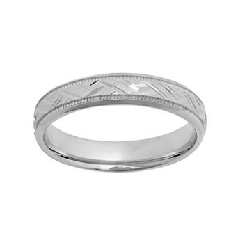 Jewelry Nation Sterling Silver Basket Weave Wedding Ring