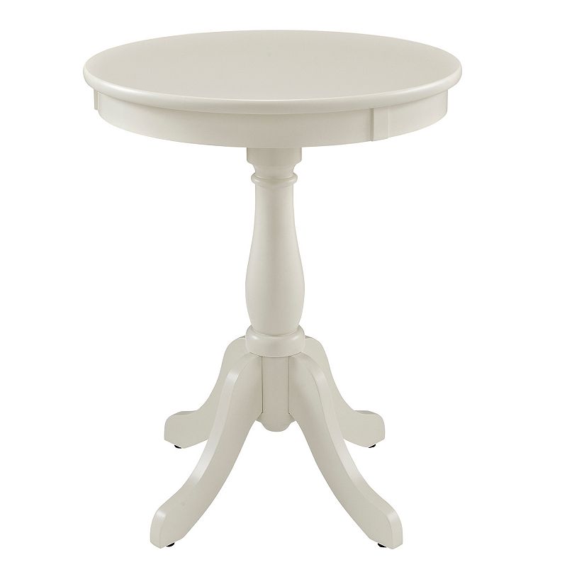 Round Pedestal End Table, White