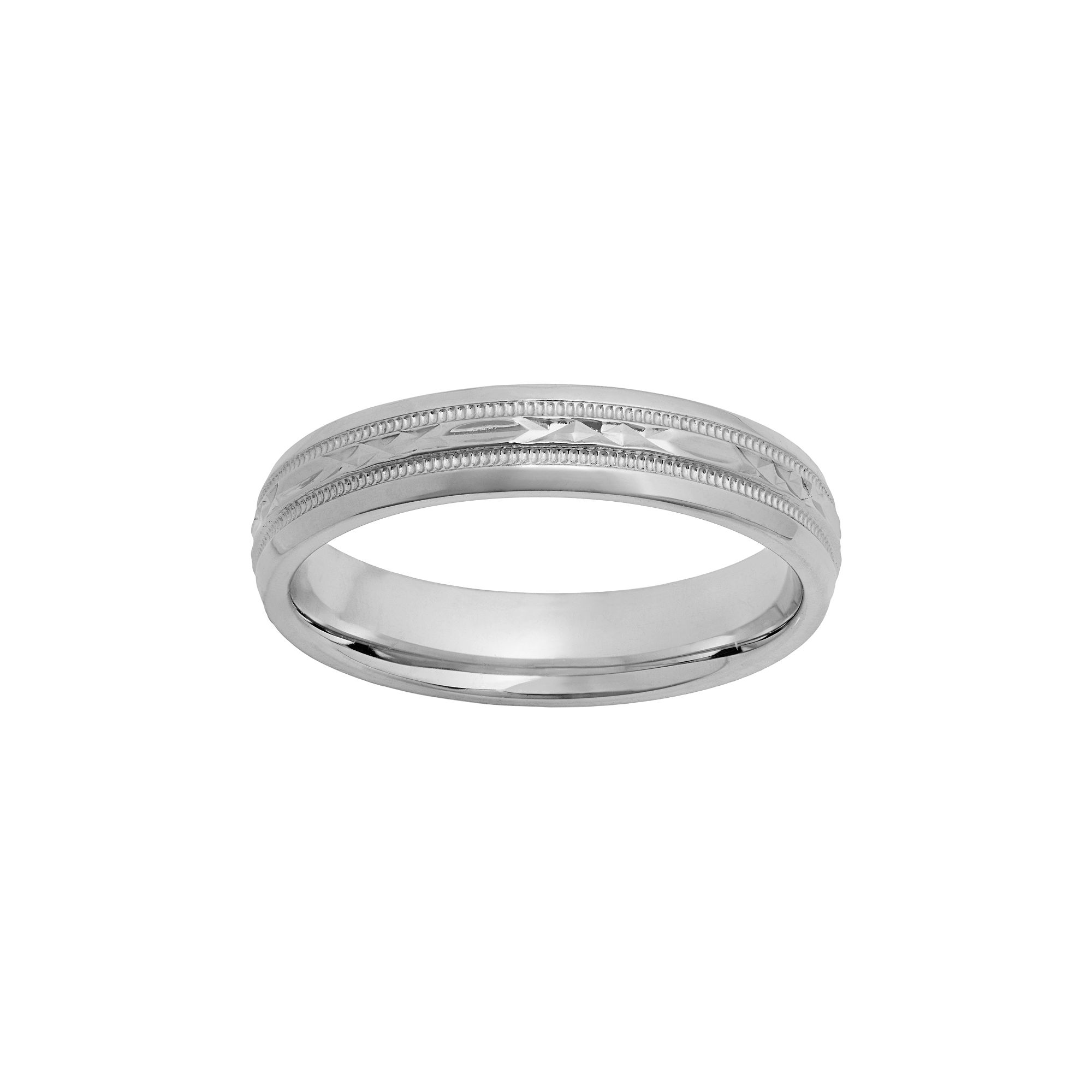 Sterling Silver Crisscross Wedding Ring, Mens, Size: 7.50, Grey