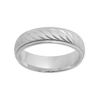 Jewelry Nation Sterling Silver Textured Wedding Band - Men