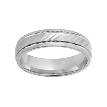 Jewelry Nation Sterling Silver Wave Wedding Band - Men
