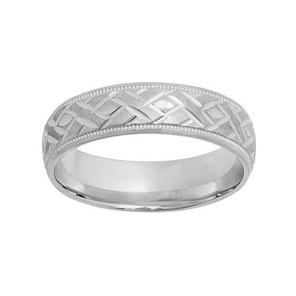 Sterling Silver Basket Weave Wedding Band Men