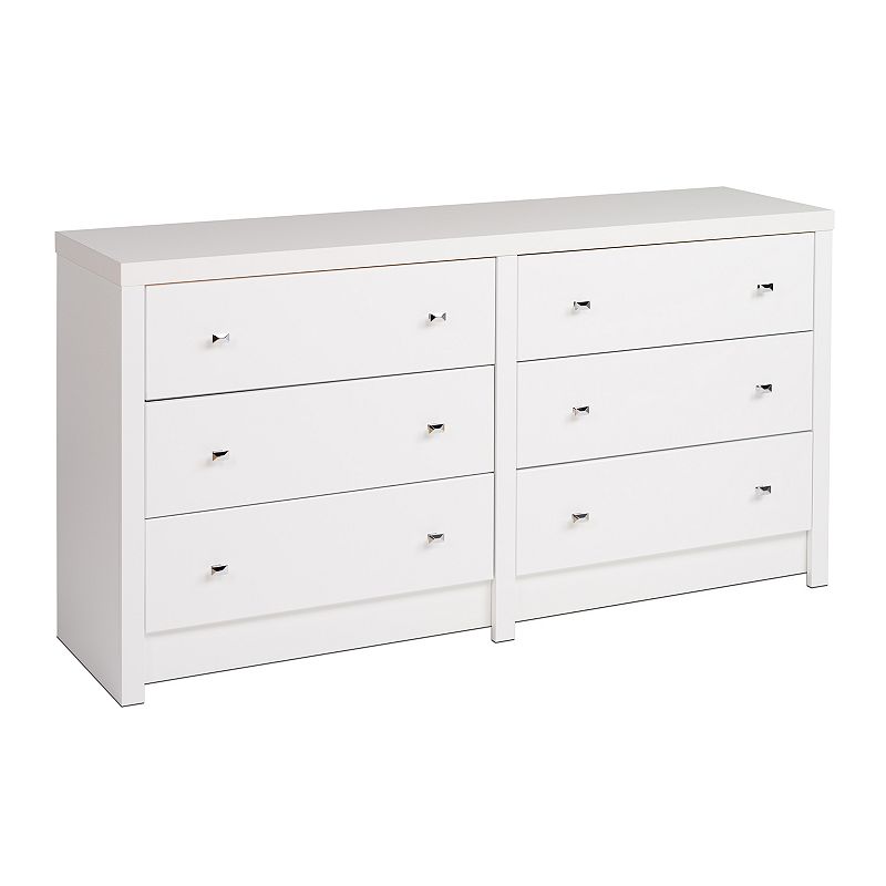 Prepac Calla 6-Drawer Dresser, White, Furniture