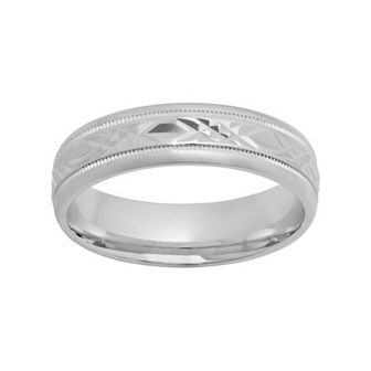 Jewelry Nation Sterling Silver Crisscross Wedding Band - Men
