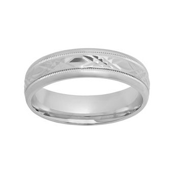 Jewelry Nation Sterling Silver Crisscross Wedding Band - Men