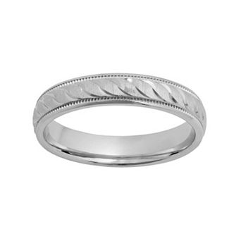 Jewelry Nation Sterling Silver Textured Wedding Ring