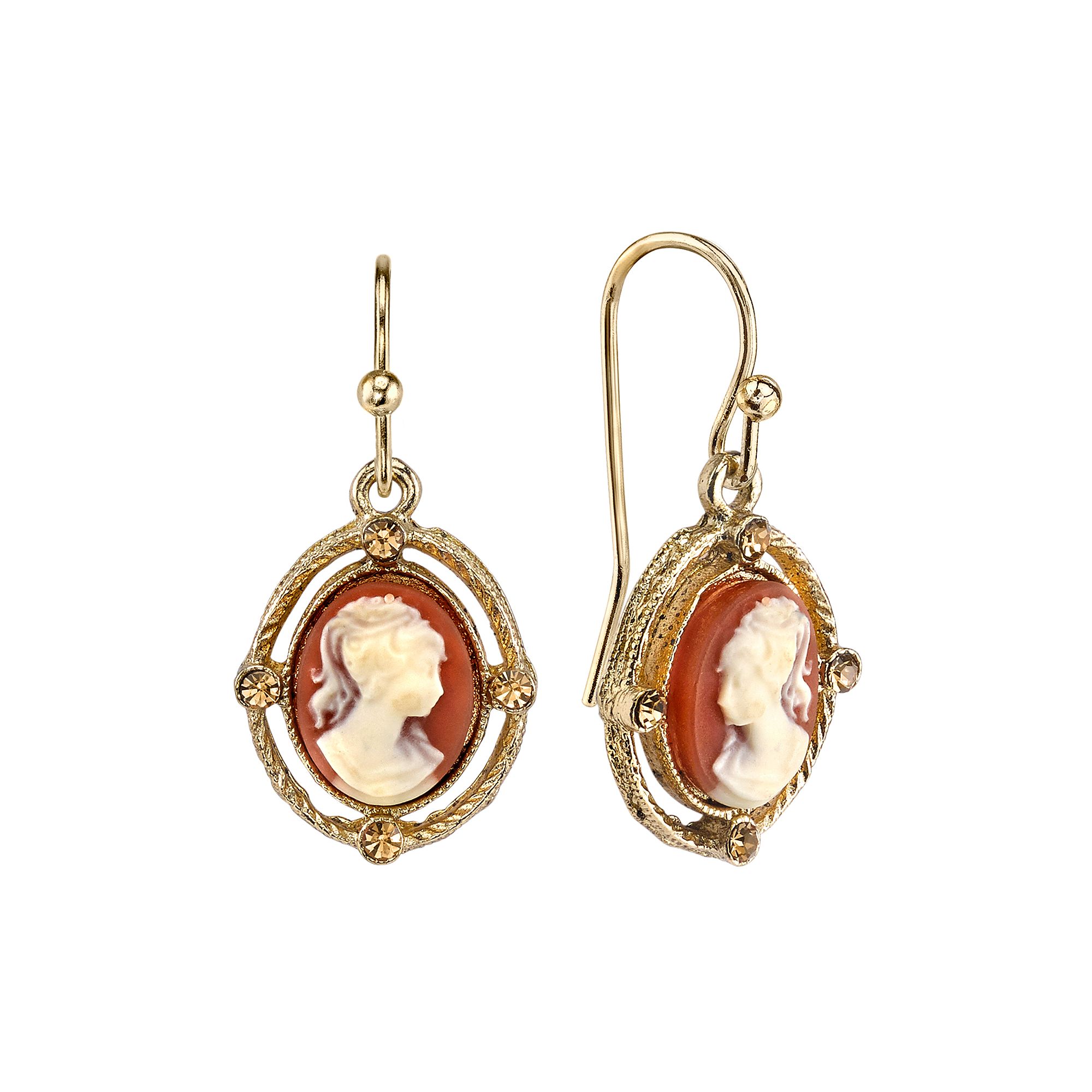 1928 Cameo Drop Earrings, Womens, Multi