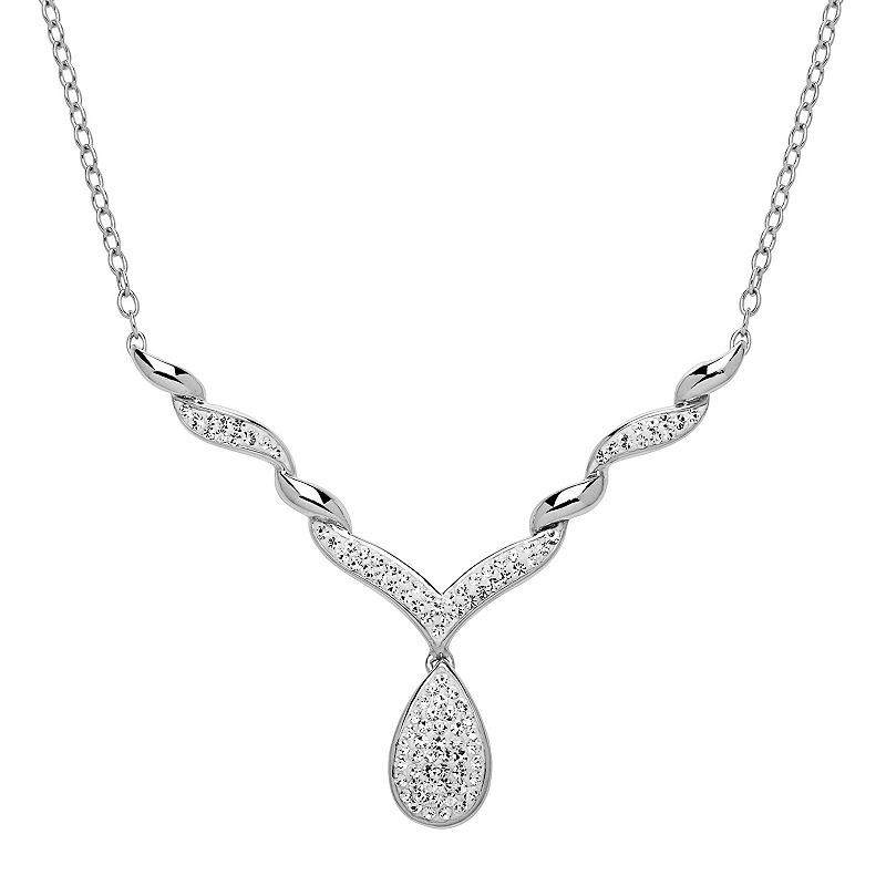 Artistique Sterling Silver Crystal Teardrop Necklace, Womens, White