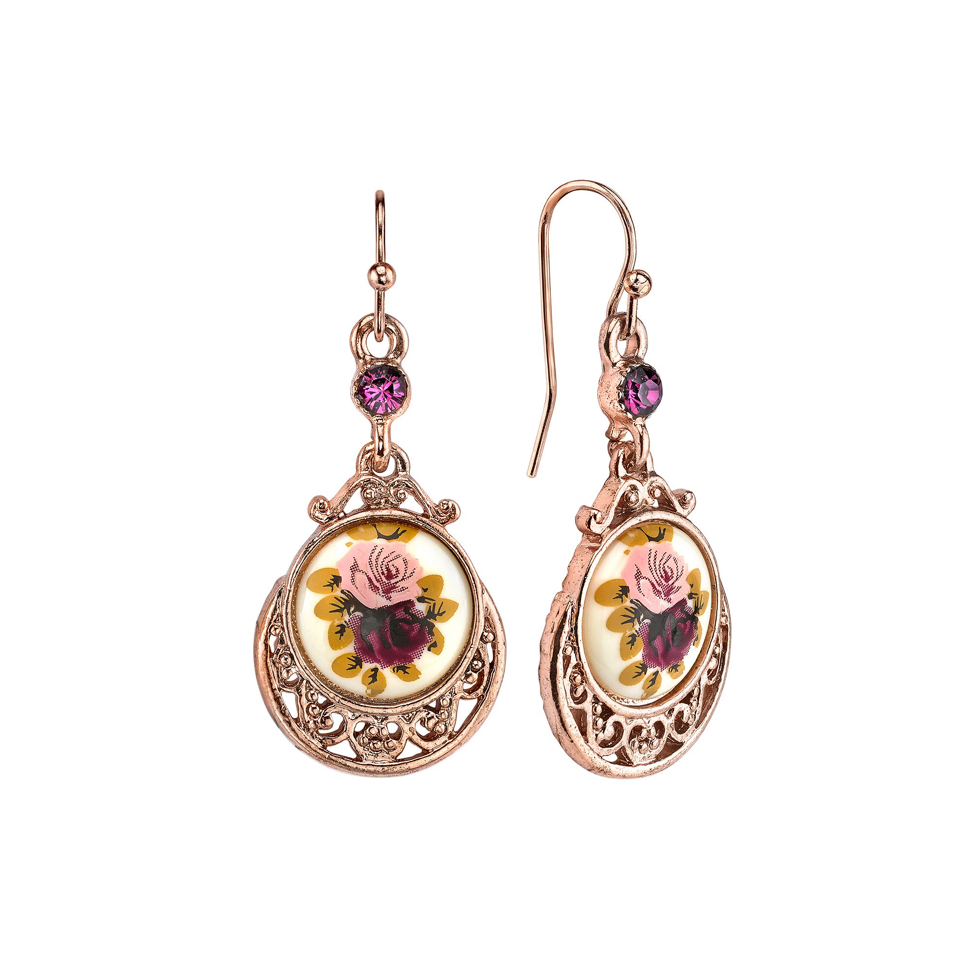 1928 Flower Drop Earrings, Womens, Multi