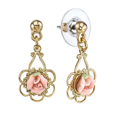 1928 Porcelain Rose Drop Earrings
