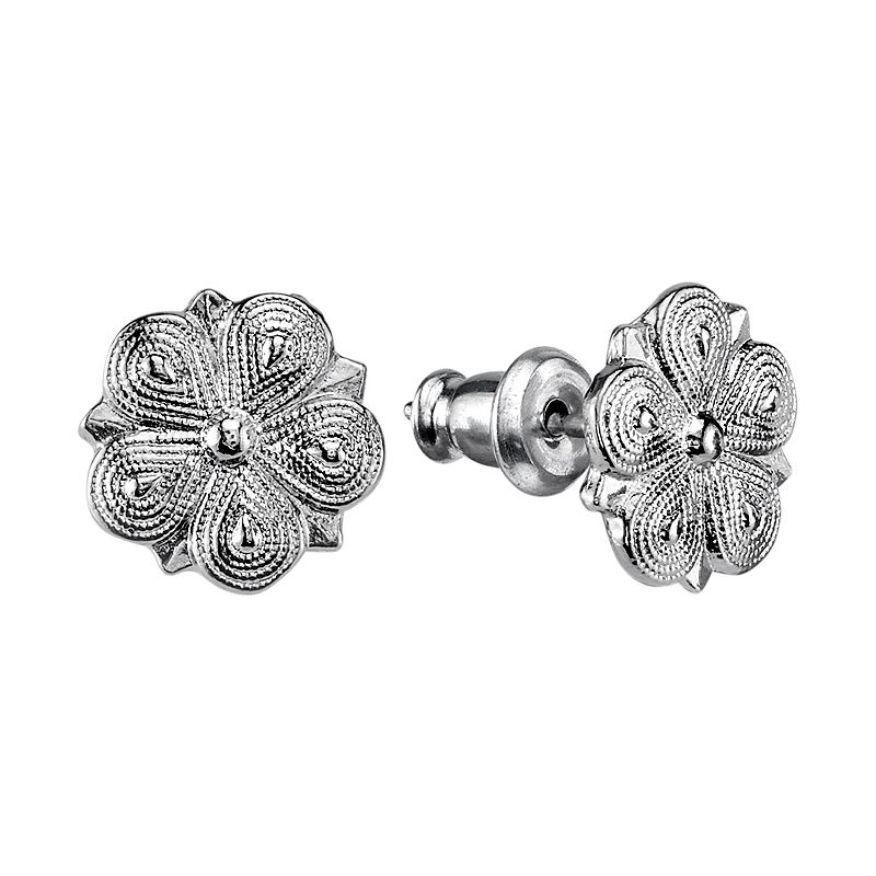 95735834 1928 Textured Flower Stud Earrings, Womens, Grey sku 95735834