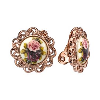 1928 Flower Clip-On Stud Earrings