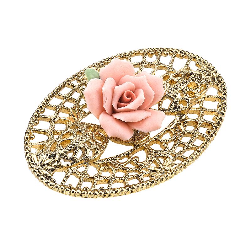 95736169 1928 Porcelain Rose Openwork Pin, Womens, Pink sku 95736169