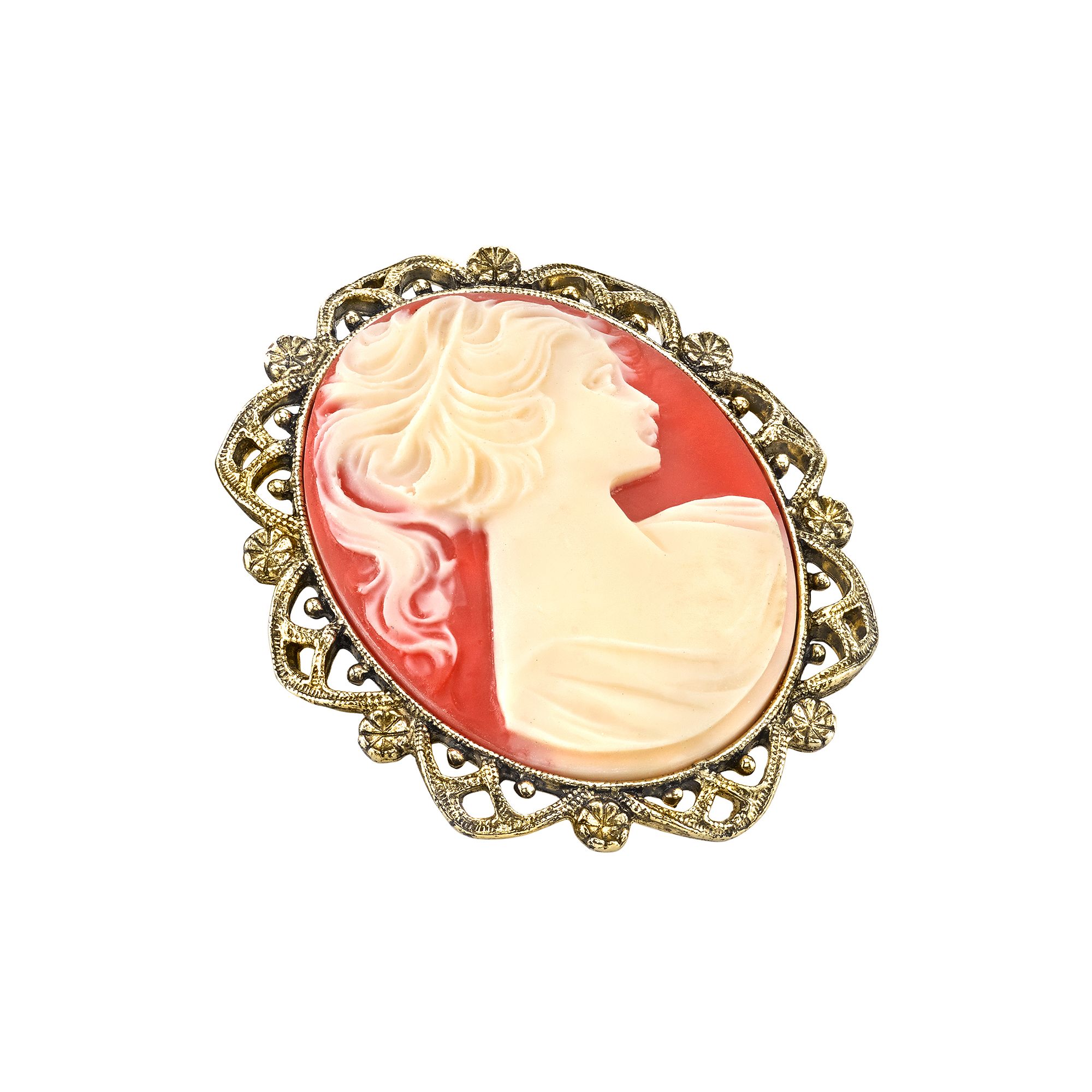 1928 Cameo Pin, Womens, Multicolor